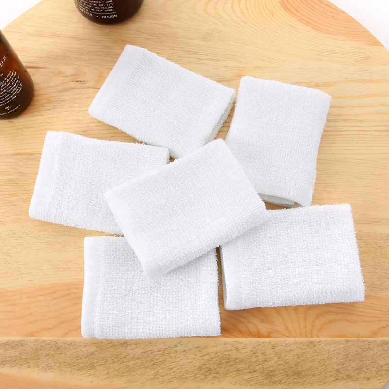 Wholesale hotel disposable white towel embroidered LOGO kindergarten restaurant hand towel white towel