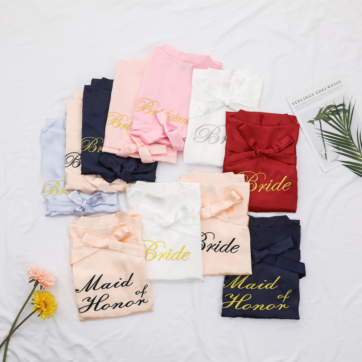 Silk Wedding Embroidery Bride Embroidery Bride Bridesmaids Bridesmaid Morning Robe Wedding Ceremony