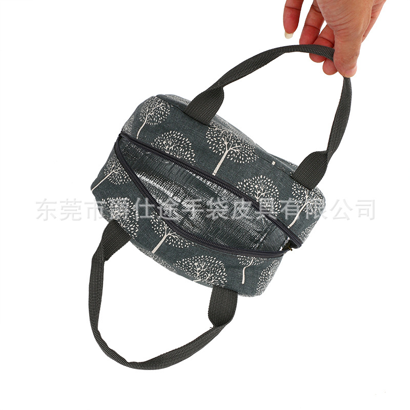 Korean Style Simple and Troublesome Insulated Bag, White Dandelion Linen Lunch Bag, Trendyy and Fashionable Hand Lunch Bag