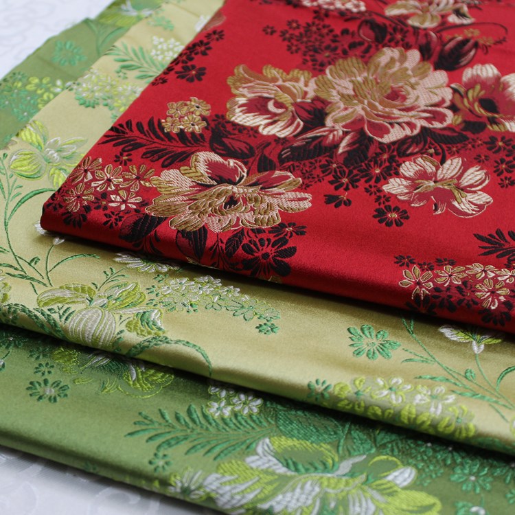 Chinese-style Cheongsam Cotton-padded Jacket Children's Wear Decorative Cushion Pillow Table Runner Fabric Jacquard Brocade Antique Peony Fabric