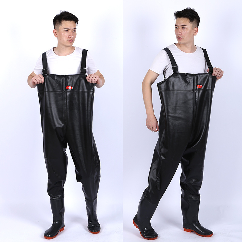 Water pants one-piece fishing pants waterproof clothes one-piece water rain pants leather Fork Fishing Fishing Fishing pants straps manufacturers