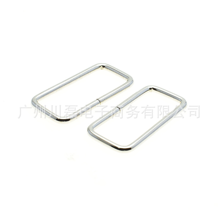White Lat color 10mm-38mm metal square buckle adjustment buckle open luggage hardware iron coil Lipper buckle