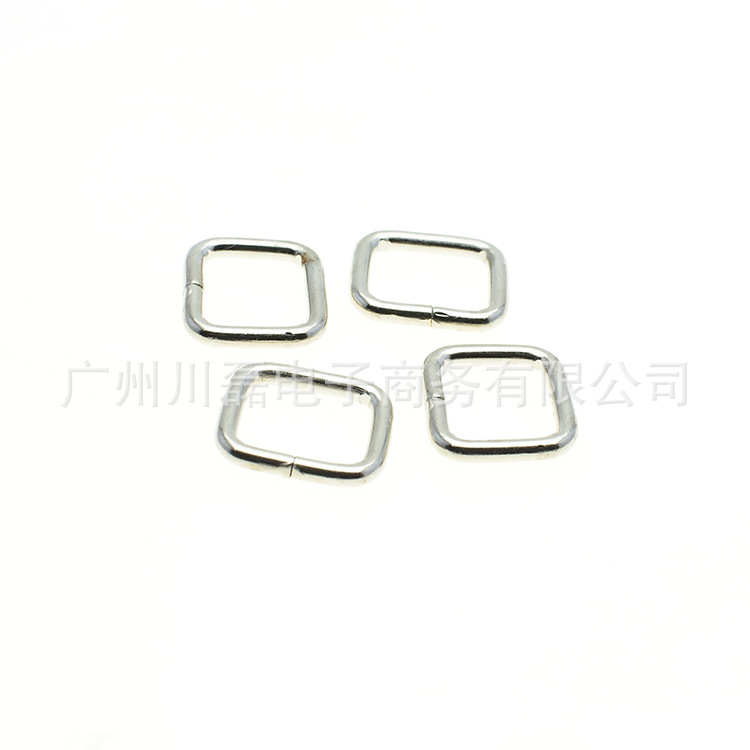 White Lat color 10mm-38mm metal square buckle adjustment buckle open luggage hardware iron coil Lipper buckle