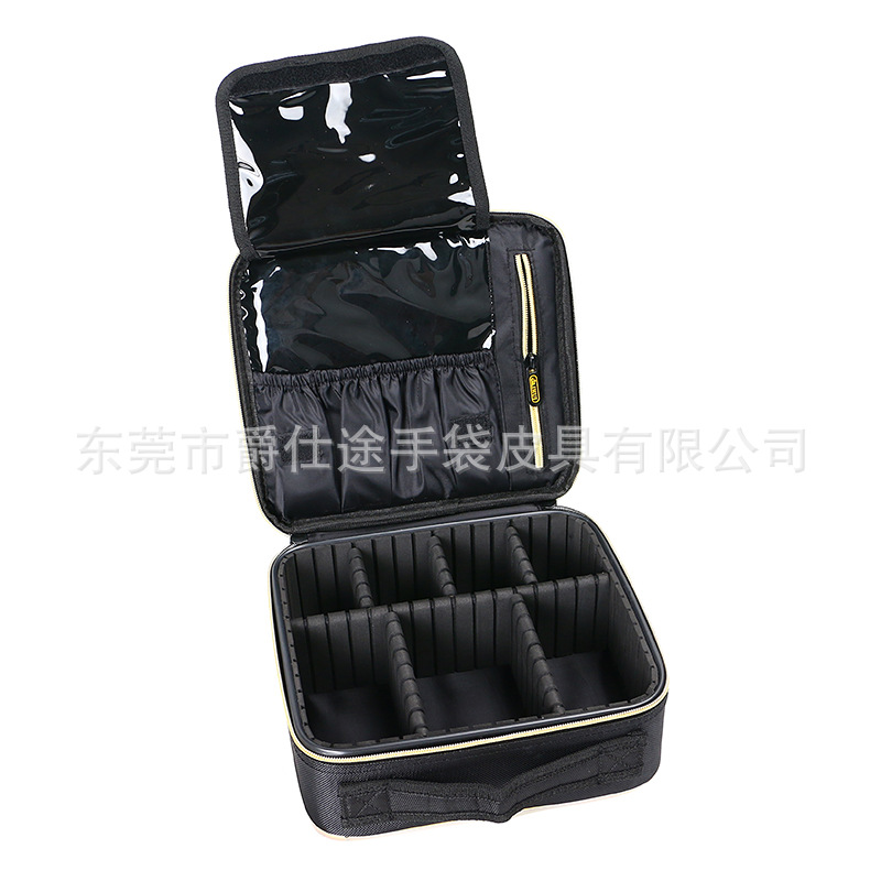 New Makeup Artist Pu Satchel Makeup Box, Fashionable Spliced ​​Oxford Cloth Makeup Bag, Multifunctional Pu Cosmetics Bag