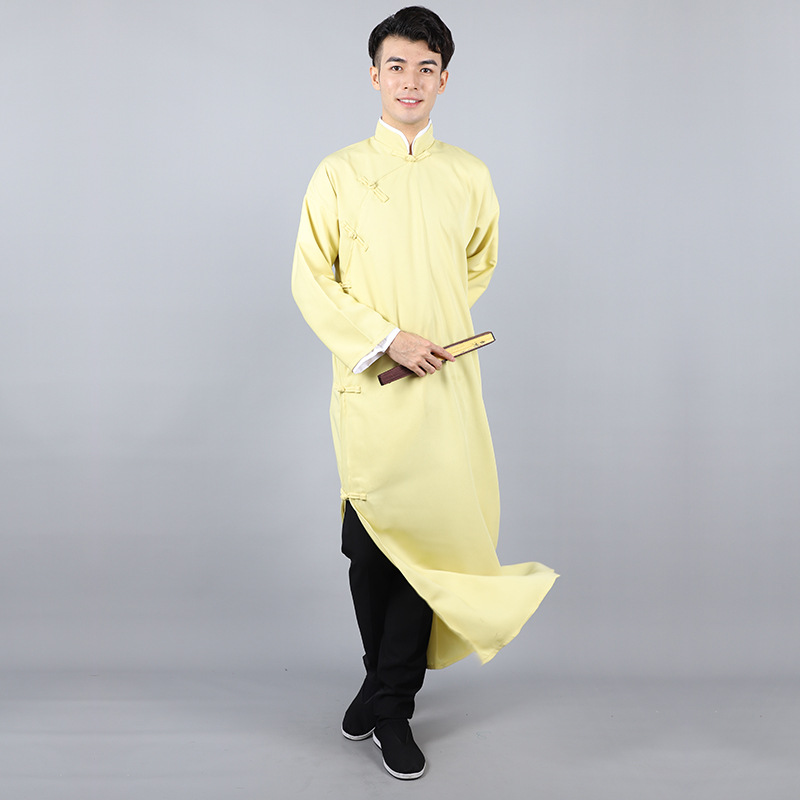 Zhang Yunlei's Same Style Crosstalk Coat, Chinoiserie Republic of China Gown, Chinoiserie Robe, Mandarin Coat, Male and Female Groomsmen Performance Clothing