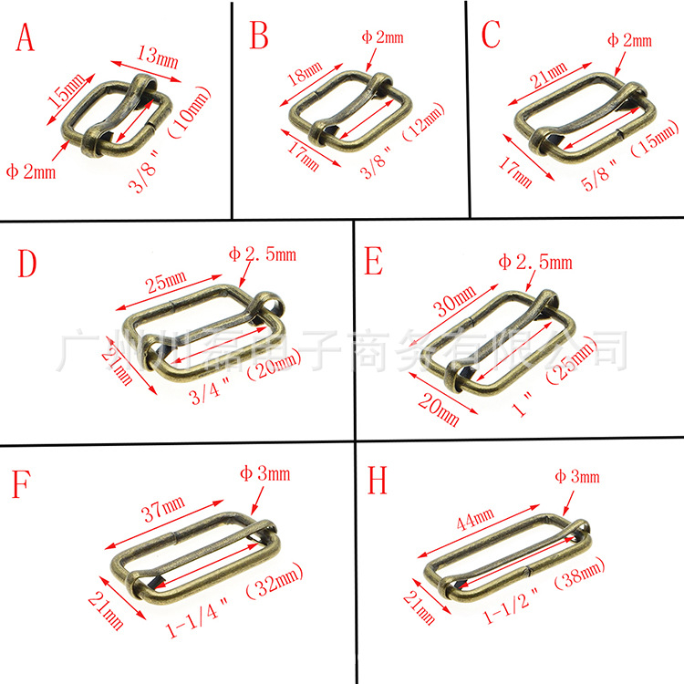 Бронзовая металлическая пряжка с коромыслом, железо с никелевым покрытием без никеля, 10мм-38мм, трехступенчатая регулируемая японская пряжка
