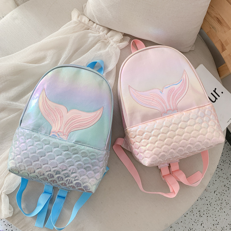 Direct selling Korean candy color women's shoulder bag fashion mermaid tail fish scale girl backpack campus student bag