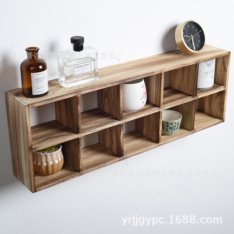 Burning Tung Wood Antique Rack Zisha Pot Tea Set Wooden Storage Rack Living Room Decorations Wall Hanging Shelf Solid Wood Storage Rack