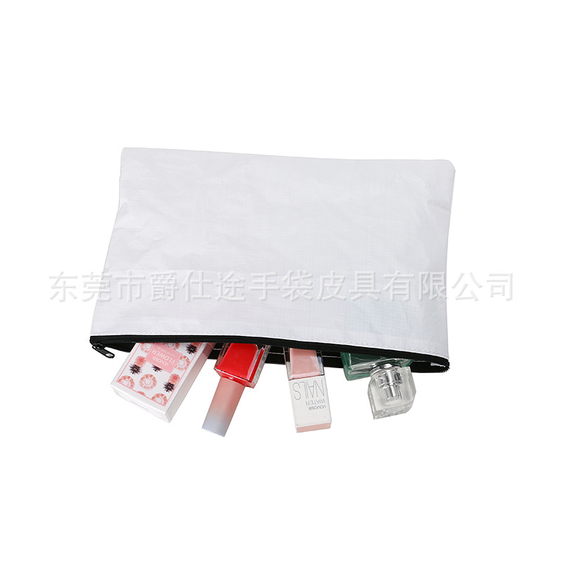 Korean Style Versatile Pe Woven Clutch Bag, White Environmentally Friendly Woven Zipper Bag, Waterproof Pe Woven Storage Bag