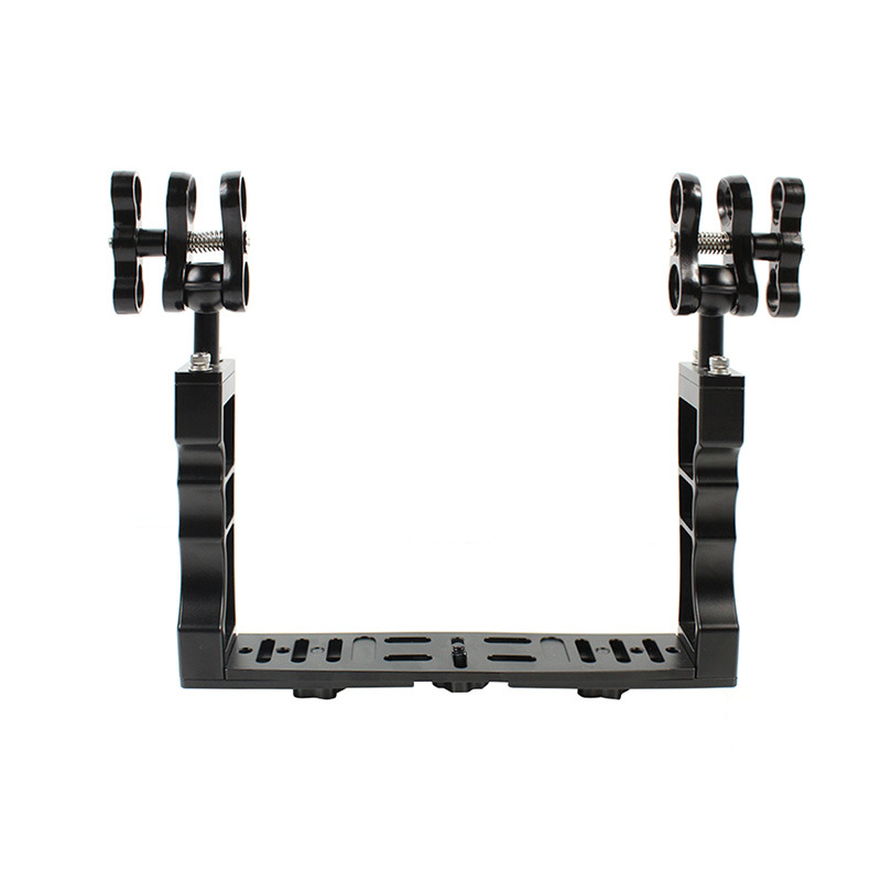 Diving accessories aluminum alloy double-Hole diving butterfly clip two-hole double ball head fill light Clip lamp arm clamp clip