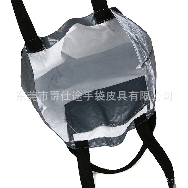 Trendy Dupont Paper Shoulder Bag, Gun Color Environmentally Friendly Tyvek Handbag, Waterproof Shoulder Shopping Bag