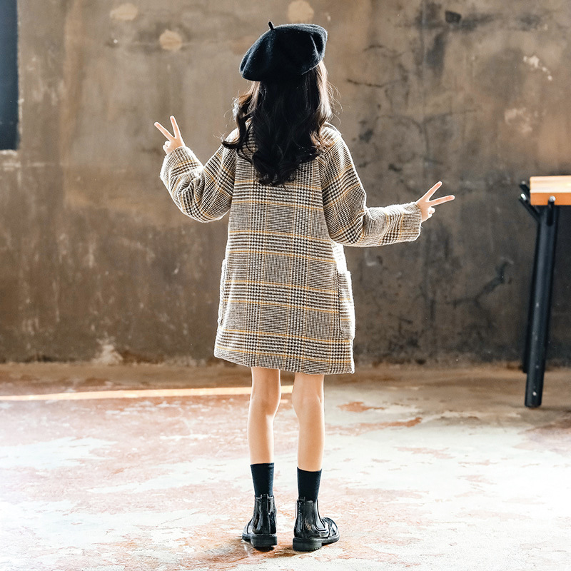 5 girls autumn and winter 6 woolen coat 7 long 8 children Korean suit girls 10 years old with cotton woolen coat