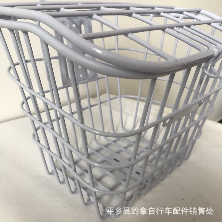 All-metal tube electric car basket car basket white front basket electric car accessories front and rear hanging decorative basket