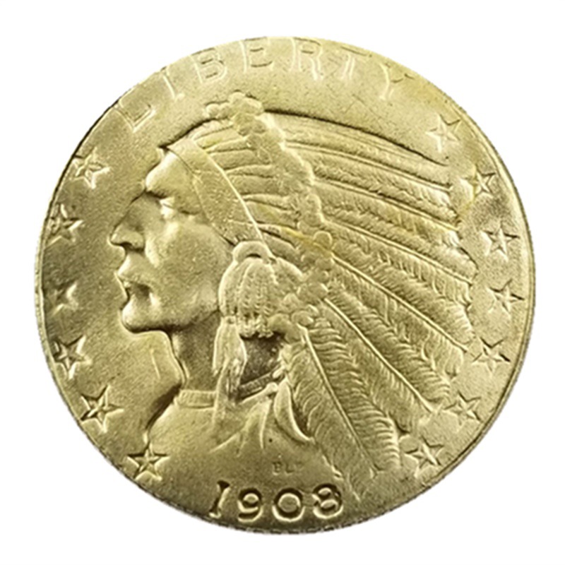 Archaize Crafts 1908 Brass Material D Version of the United States Indian Half Eagle 5 Foreign Silver Dollar # 4434