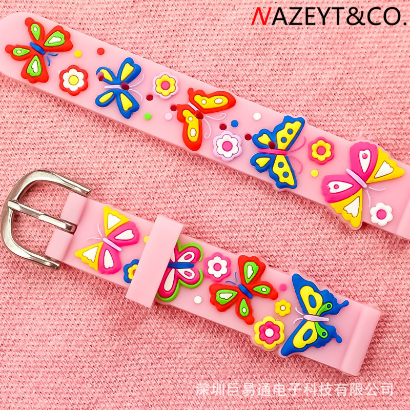 Wholesale kids 3D strap PVC soft strap dinosaur Butterfly Rainbow car cartoon replacement strap 14mm