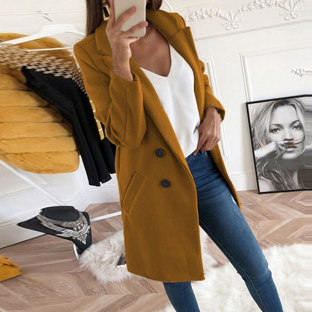 Autumn 2023 Amazon ebay AliExpress wish European and American fashion suit collar slim-fit women's trench coat