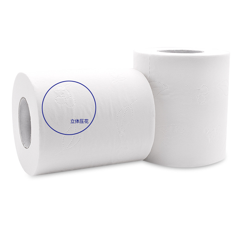 Factory Direct supply commercial hotel roll paper guest room 4-layer 80g small roll paper hollow household tissue toilet paper wholesale