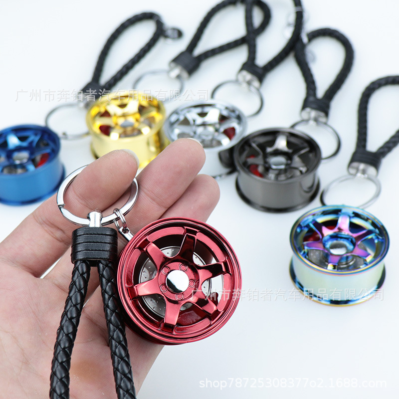 Cross-border goods TE37 wheel hub keychain 45mm wheel hub rearview mirror pendant pendant brake disc keychain