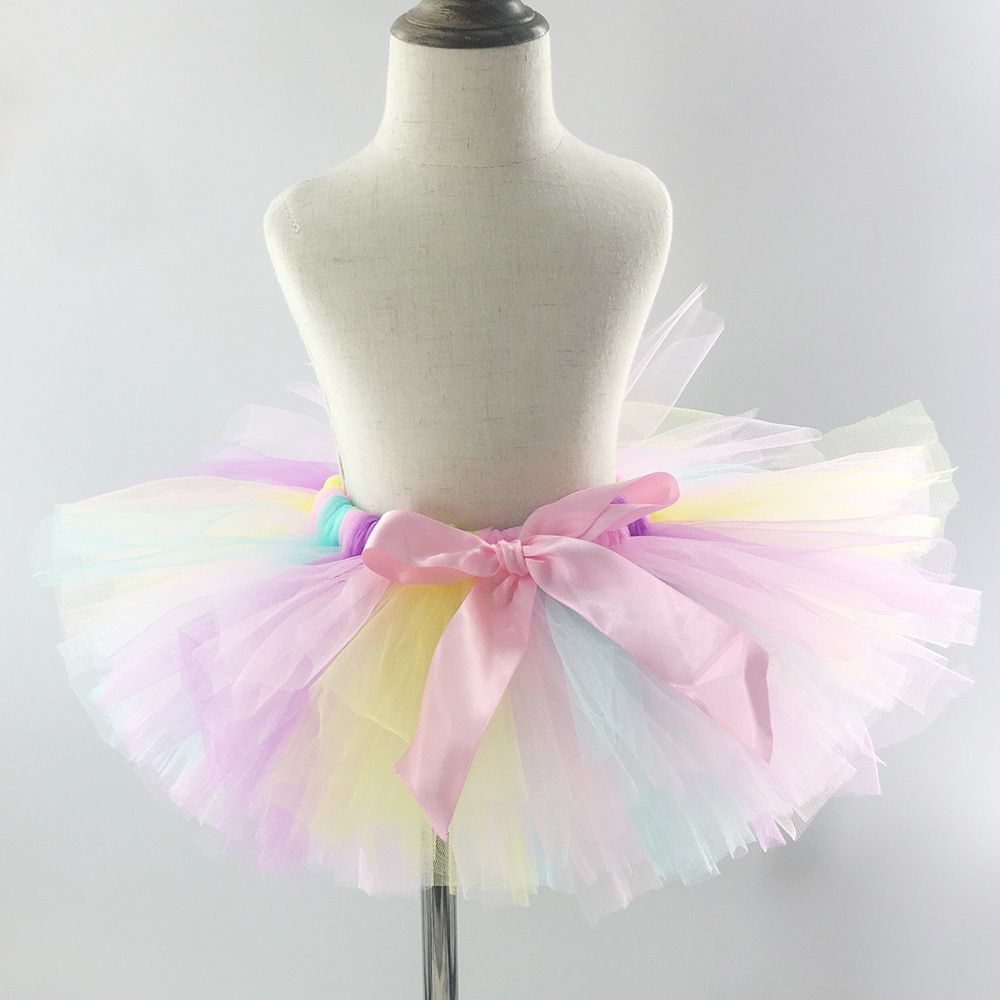 Foreign trade rainbow TUTU children's half-length gauze skirt