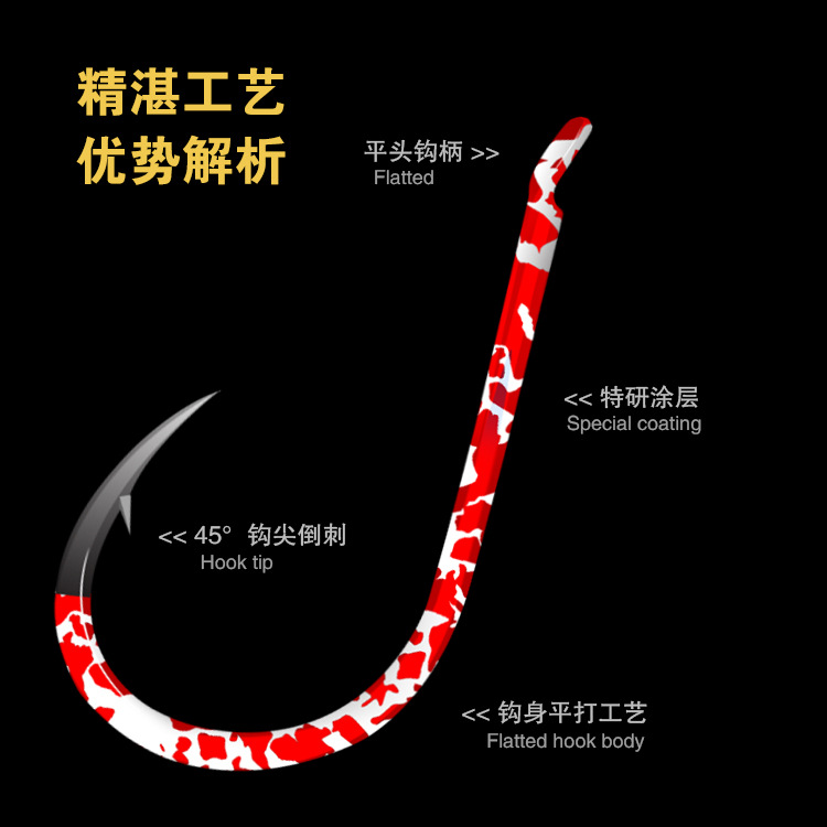 Flat thousand and color red gold all kinds of hook processing wholesale explosive hook fishing gear wholesale hook