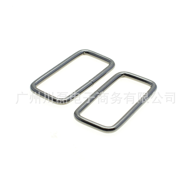 Black Gun Color 10mm-38mm metal square buckle adjustment buckle open ring luggage hardware iron coil Lip Buckle