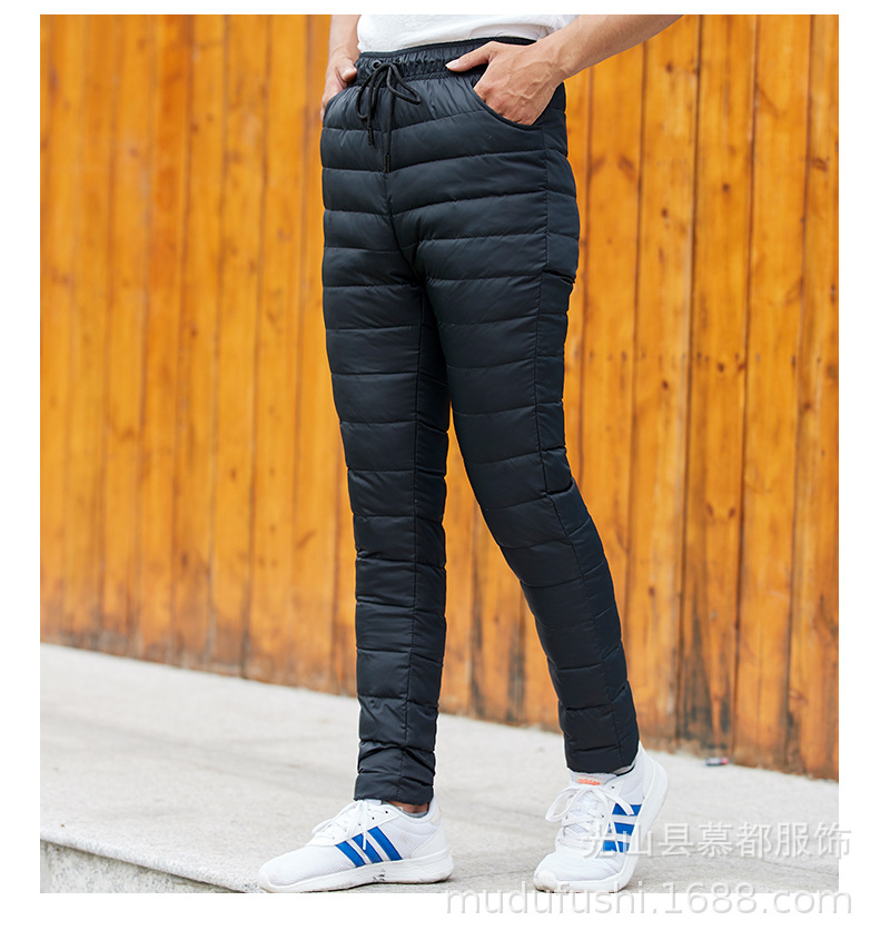2023 Men's Winter New Slim down Pants for Outerwear Sports Warm Thickened down Cotton Pants Dropshipping
