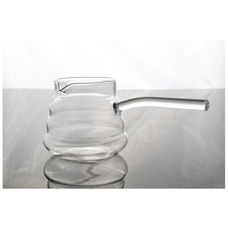 Factory wholesale insulated High Borosilicate transparent glass tea set side glass fair cup glass coffee pot