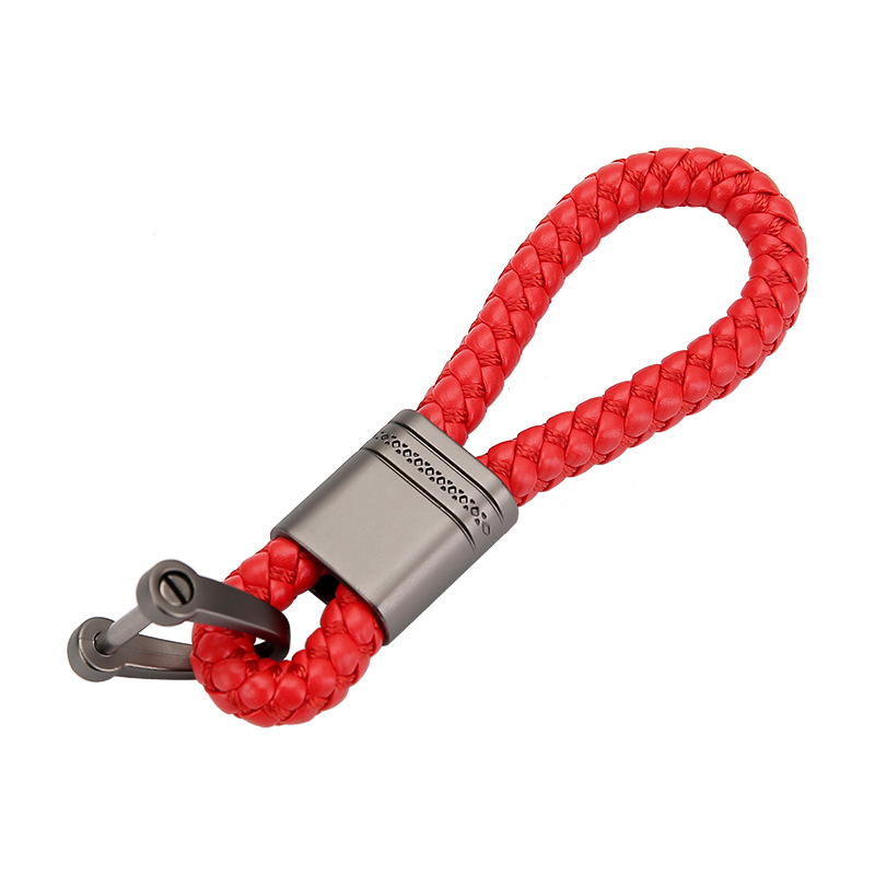 Car keychain genuine leather Mercedes-Benz Toyota Audi Land Rover Volkswagen braided rope key chain ring pendant men and women