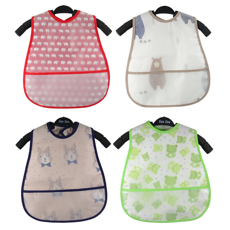 Thin Double Layer Children's EVA Food Bag Cartoon Printed Baby Food Bag Children's Waterproof Bib Cover in Stock