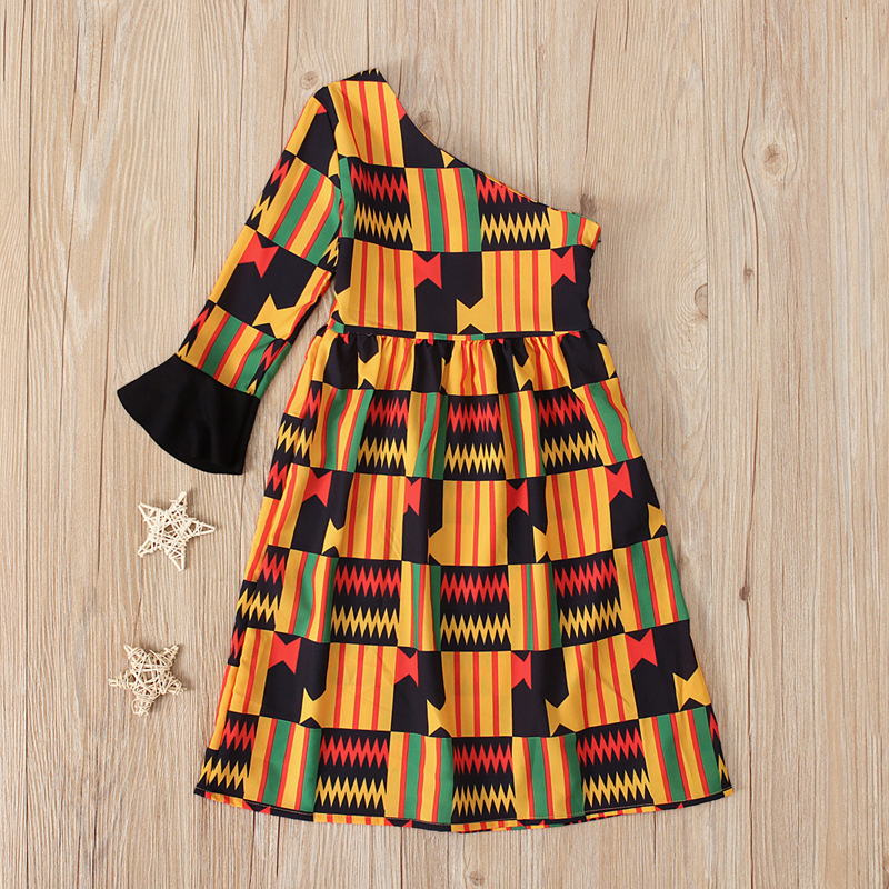 Cute Baby Children's European and American Girls African Bohemian Style Shoulder Long Dress Children's Clothing ins