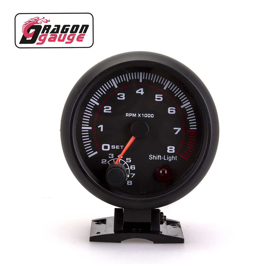 Прибор для модификации автомобиля, тахометр с белым светом и черной поверхностью, универсальный тахометр 12V для гоночных автомобилей