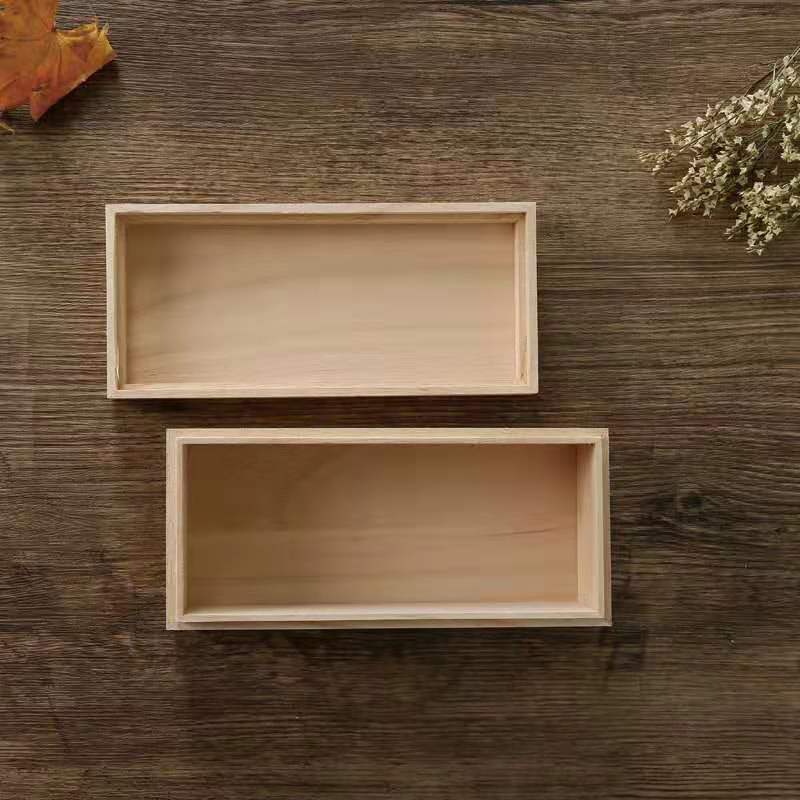 Wooden Box Custom Paulownia Wooden Box Packaging Box Wooden Storage Box Essential Oil Box Accompanying Gift Box Heaven and Earth Cover Wooden Box