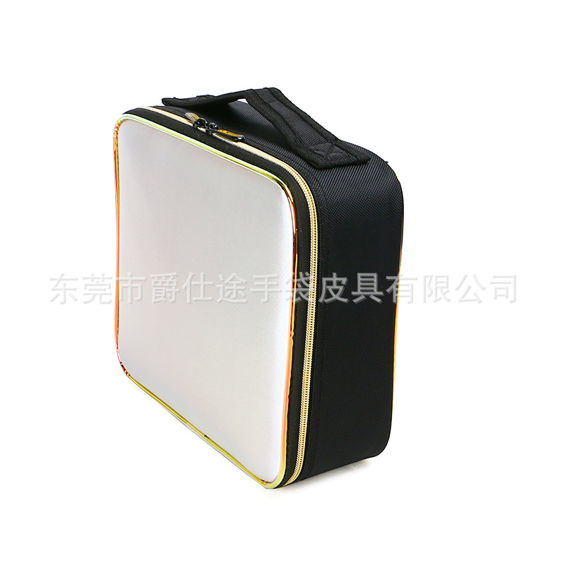 New Makeup Artist Pu Satchel Makeup Box, Fashionable Spliced ​​Oxford Cloth Makeup Bag, Multifunctional Pu Cosmetics Bag