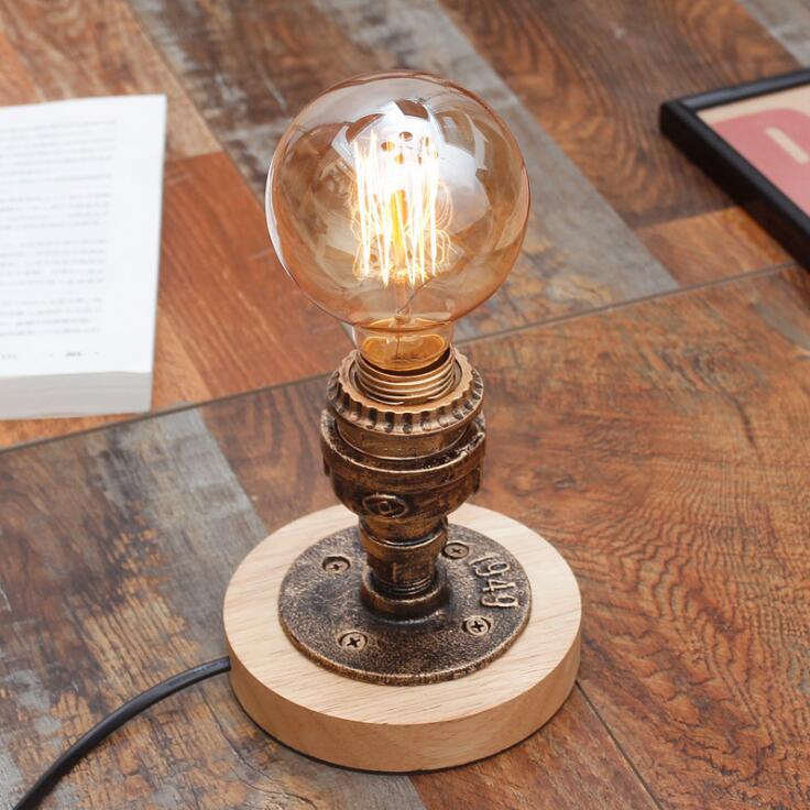 loft American Retro Simple Creative Cafe Restaurant Bar Industrial Style Antique Copper Small Water Pipe Iron Table Lamp