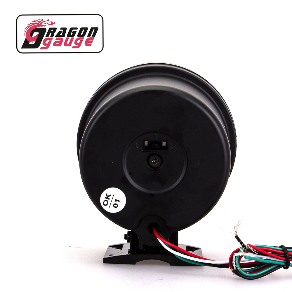 Car modification instrument white light black surface tachometer 12v Racing car universal tachometer