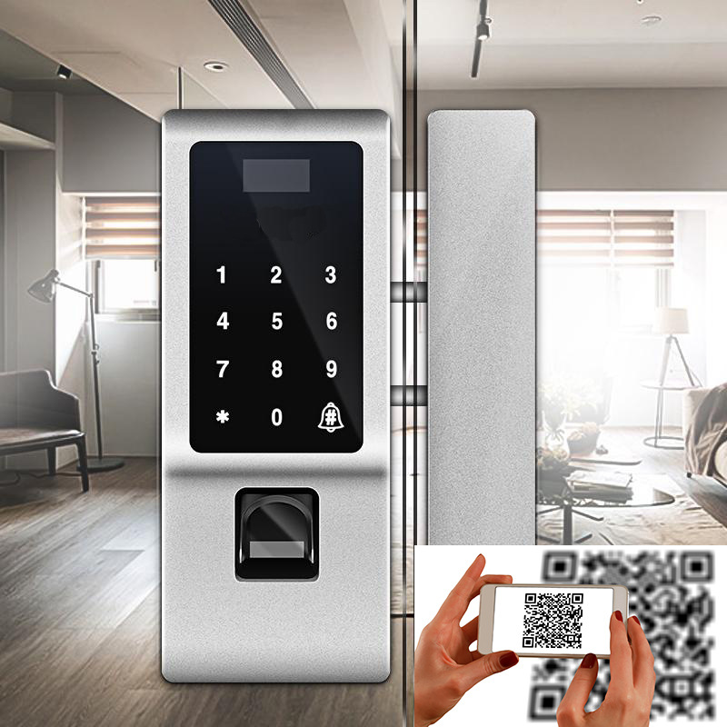 Замок для стеклянной двери, Bluetooth, отпечаток пальца, решение, приложение WeChat, разблокировка NFC или RFID