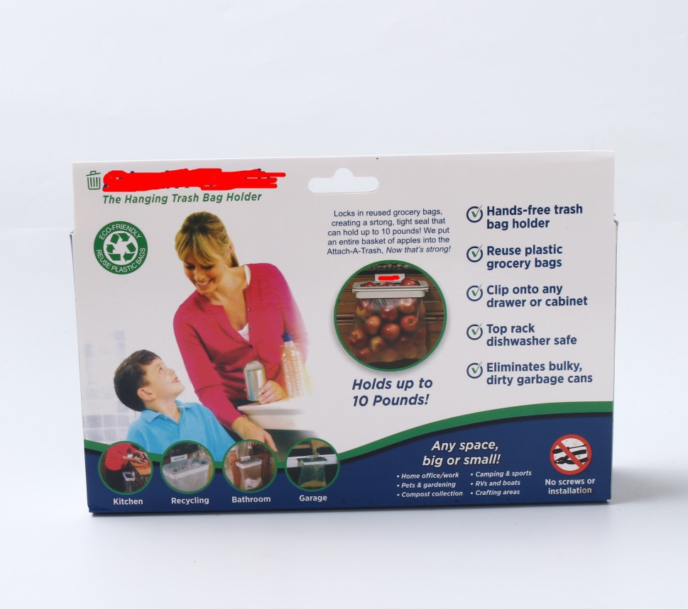 Attach-A-Trash Kitchen Trash Can Cabinet Door Hanging Garbage Hanger Factory Direct Sale