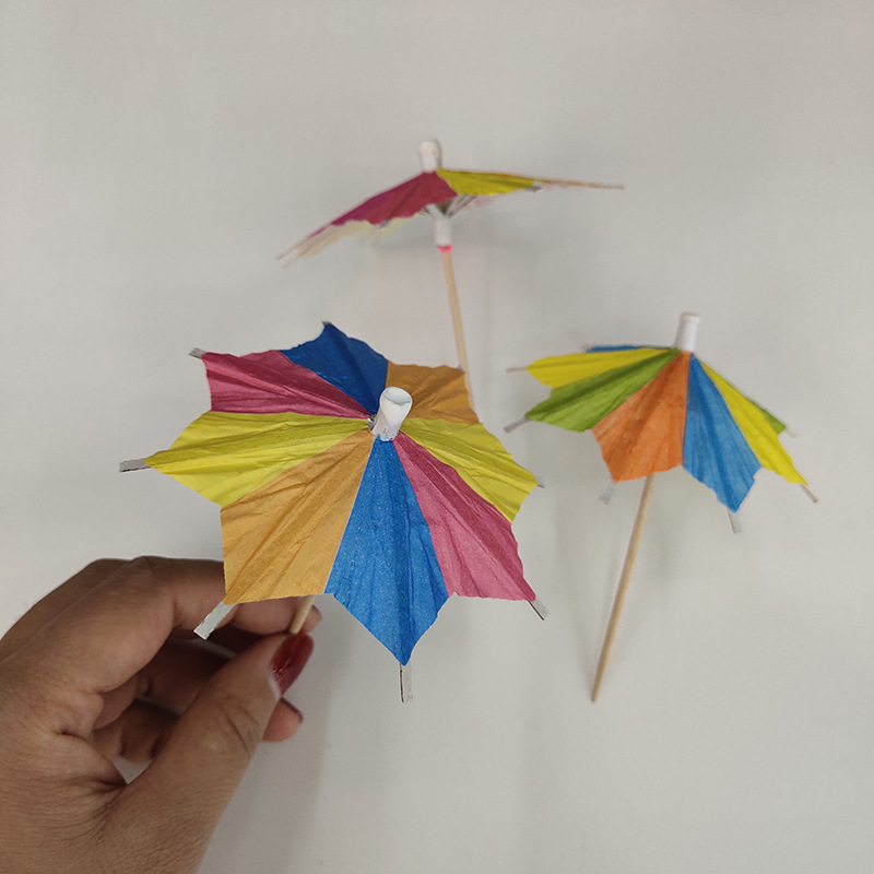 Flower Paper Umbrella Fruit Cake Cocktail Drink Decoration Umbrella Insert Sign Wine Sign Fruit Sign Color Octagonal Small Umbrella Sign