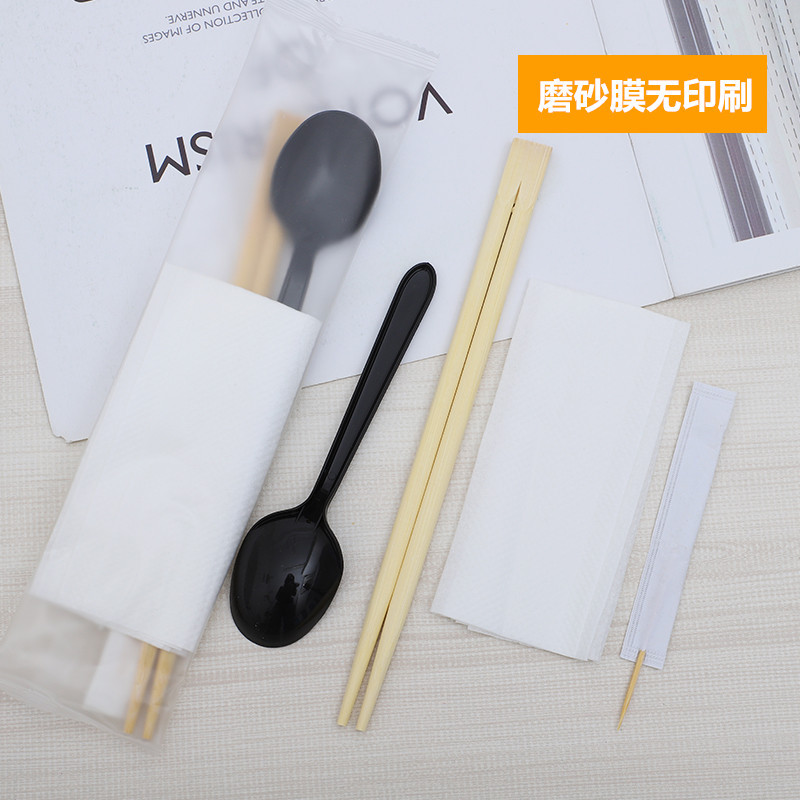 Disposable Chopsticks Set for Takeout Packaging, Biodegradable Spoons, Cutlery Pack, Four-In-One Wholesale, Environmentally Friendly and Biodegradable