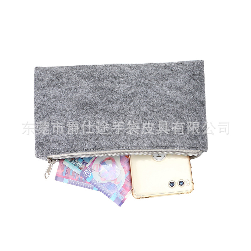 Manufacturer Customized Environmentally Friendly Felt Zipper Bag, Creative Trendy Felt Storage Bag, Fashionable Women's Felt Clutch Bag