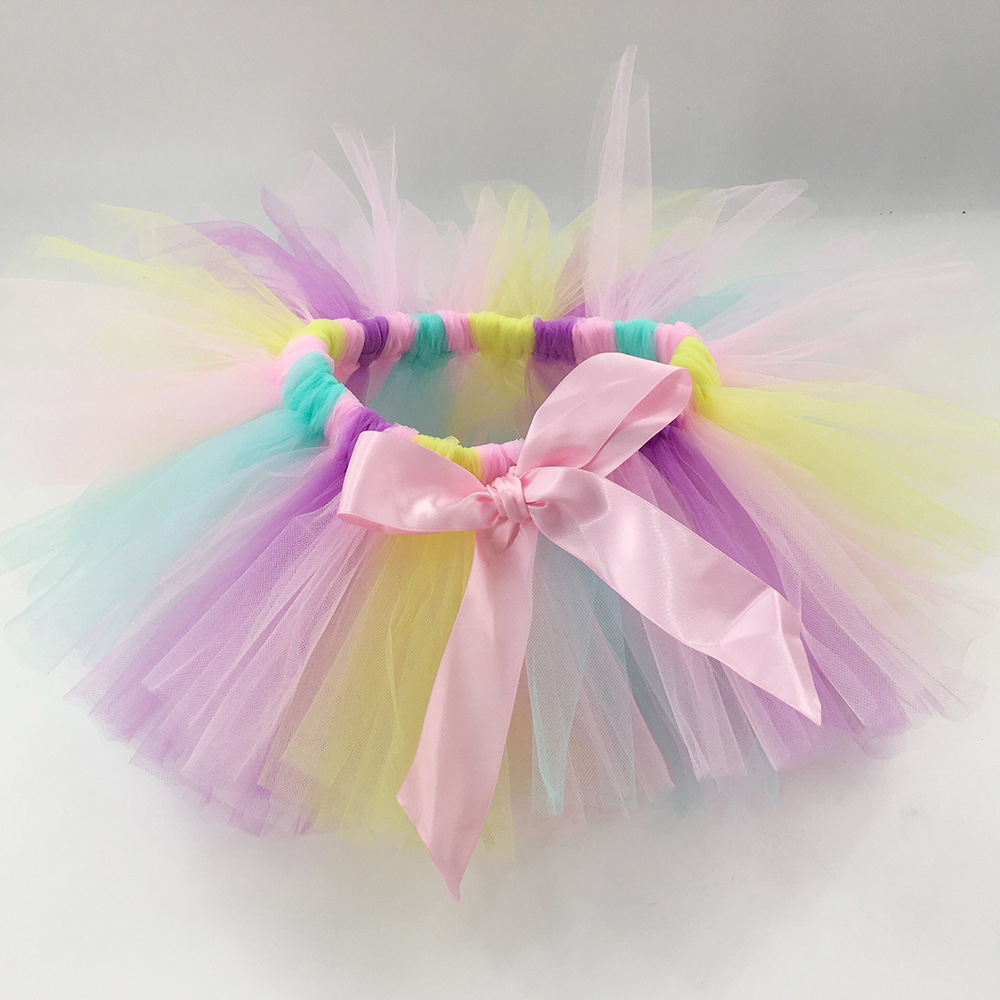 Foreign trade rainbow TUTU children's half-length gauze skirt