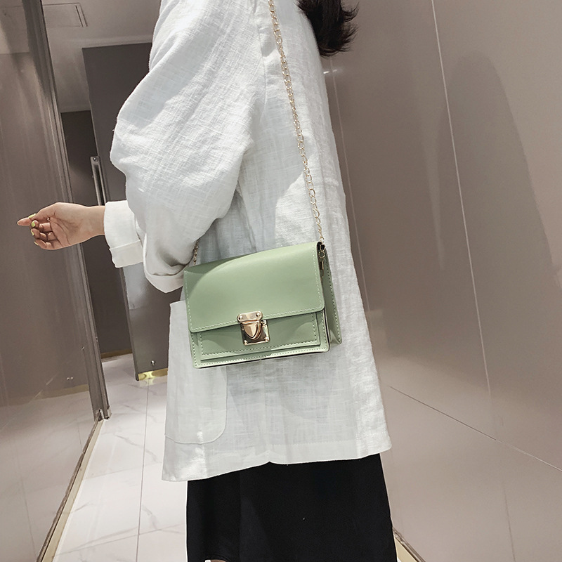 Summer Lock Small Square Bag Fashionable Bag Women's 2019 Summer Small Bag Shoulder Crossbody Bag ins Super Hot Chain