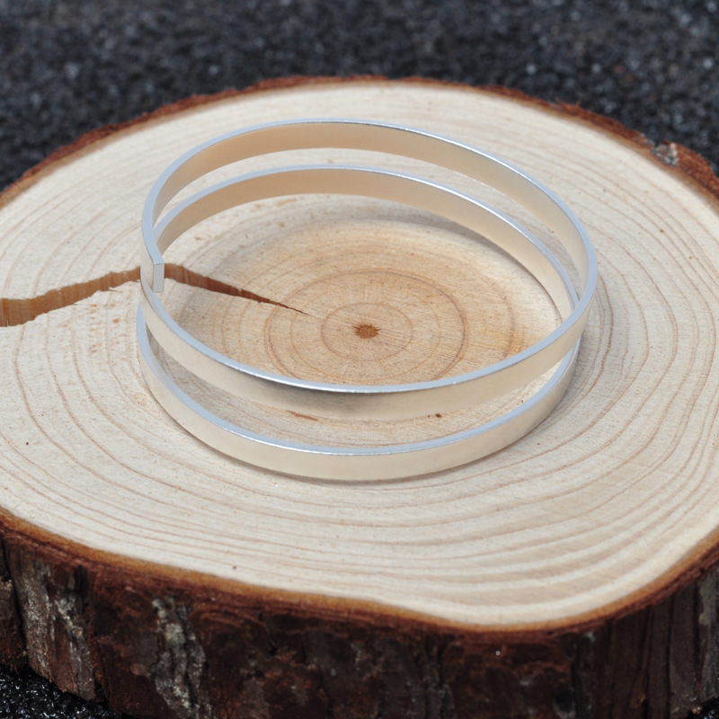 S999 Rectangular Ring Bar Bracelet Silver Bar DIY Handmade Silver Material Wood Inlaid Flat Wire