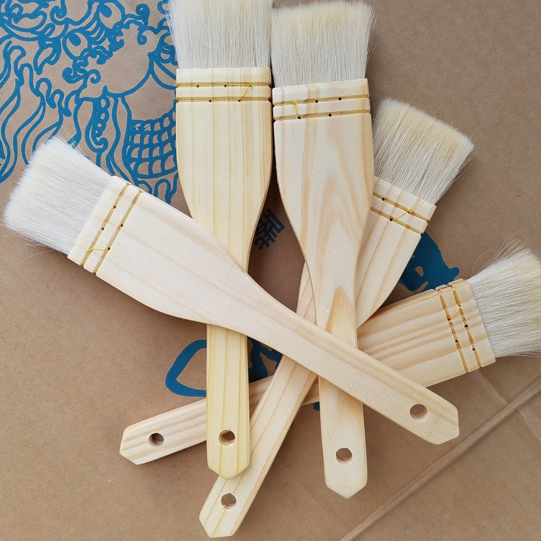 Wooden Handle Thread Wool Brush Mooncake Brush Baking Wool Brush Barbecue Brush Cooking Brush Dipping Brush