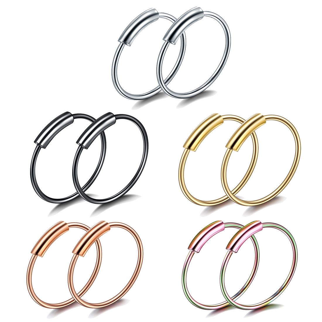 Cross-border stainless steel nose ring nose nails European and American earrings Amazon WISH sales popular body piercing jewelry