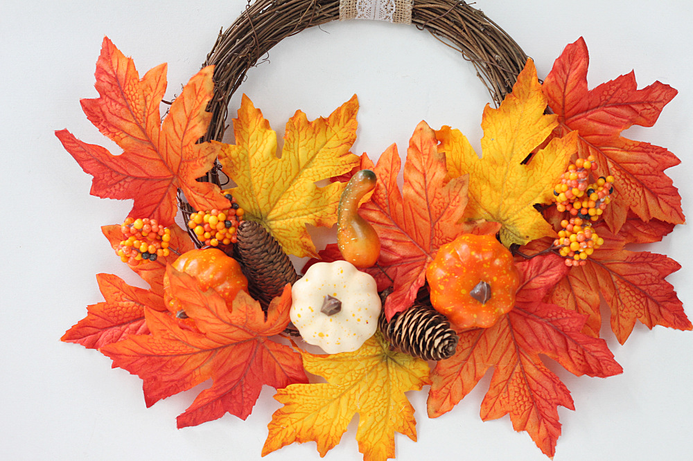Halloween autumn Garland harvest festival Maple Leaf Berry pumpkin Thanksgiving silk cloth Garland wall decoration