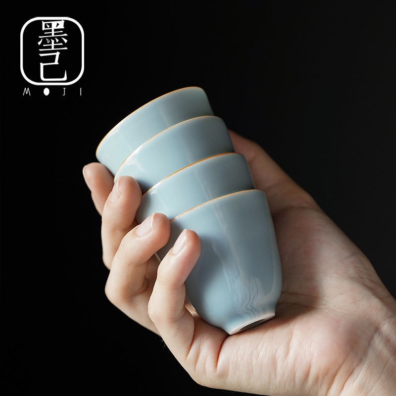 Керамическая чайная чашка Moji для кунг-фу, цветная глазурь, маленькая, небесно-голубая, для горячего чая