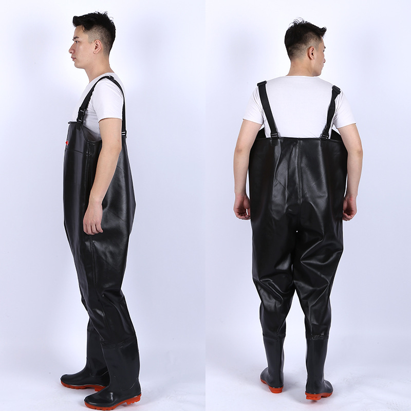 Water pants one-piece fishing pants waterproof clothes one-piece water rain pants leather Fork Fishing Fishing Fishing pants straps manufacturers