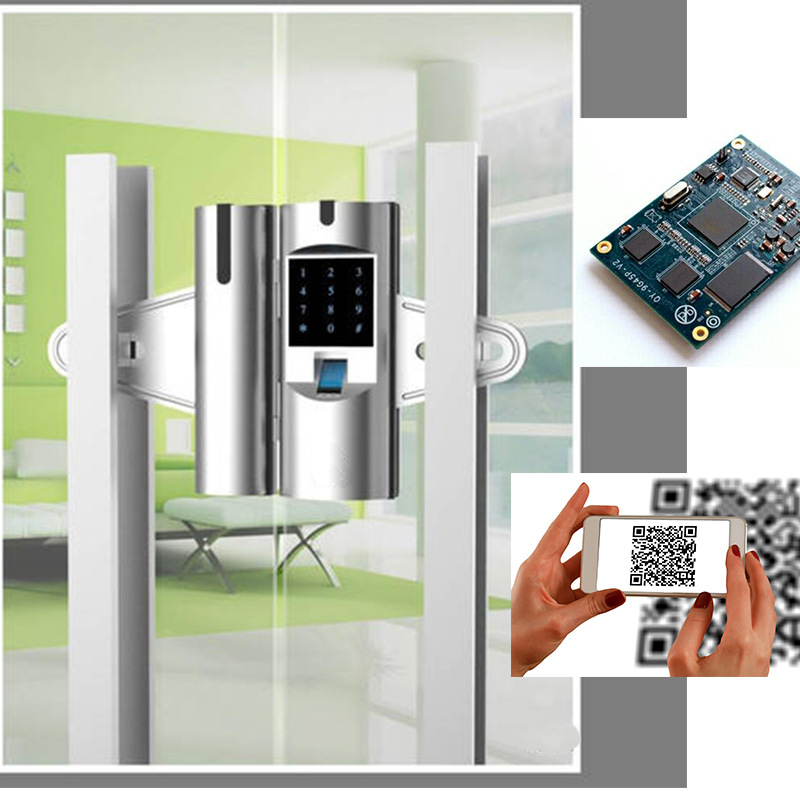 Замок для стеклянной двери, Bluetooth, отпечаток пальца, решение, приложение WeChat, разблокировка NFC или RFID