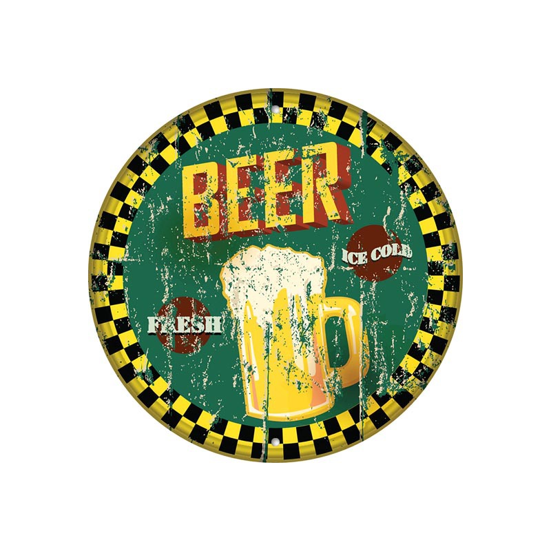 2024 New Road 66 Retro Round Iron Painting Bar Background Wall Decoration Mural License Plate Frameless Hanging Painting